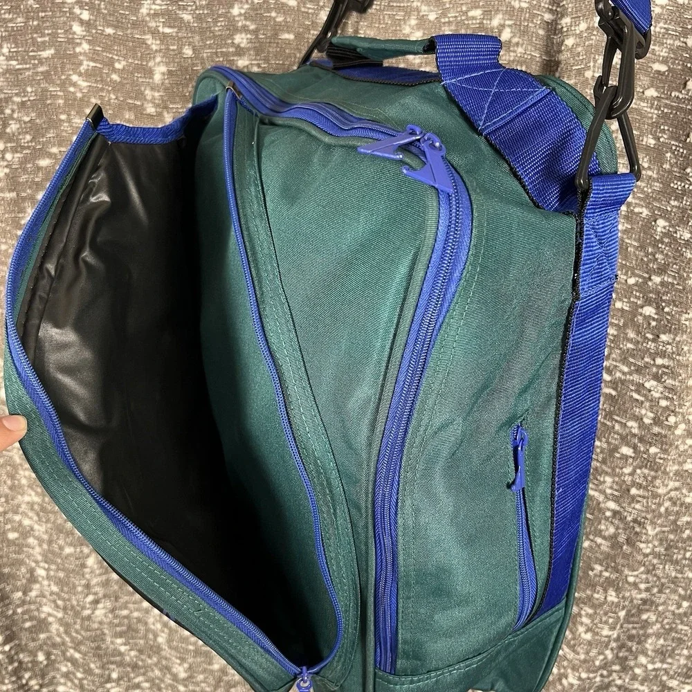 Vintage 90s Pro Kennex World Tour Gear Bag Teal Blue Crossbody Duffel Techwear